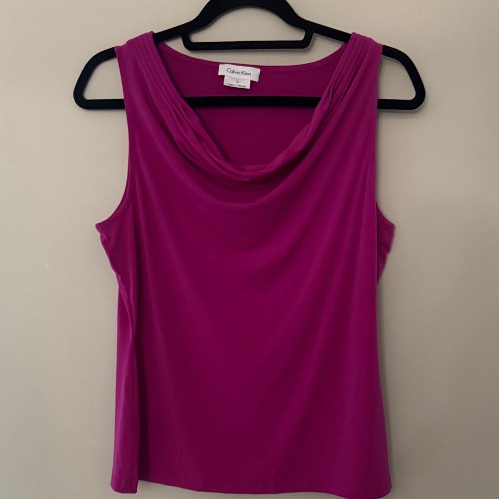 Calvin Klein Women's Fuchsia Cowl Neck Sleeveless Shell size Medium
